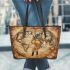 Earth maps and dream catchers leather tote bag