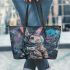 Easter bunny in an astronaut suit leather tote bag