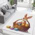 Easter bunny with a basket full of easter eggs area rugs carpet