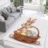 Easter bunny with a basket full of easter eggs area rugs carpet