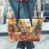 Elegant deer standing amidst autumn foliage leather totee bag
