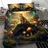 Enchanted feline amidst the mushroom grove bedding set