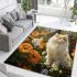 Enchanting cat in a flower garden area rugs carpet