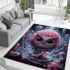 Enchanting pink owl in night sky area rugs carpet