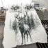 Ethereal deer with large antlers standing in the middle bedding set