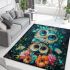 Fantasy cute baby owl with big blue eyes area rugs carpet