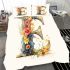 Floral letter e design bedding set