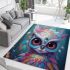 Floral owl in nature scene area rugs carpet