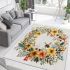 Floral wreath with bumblebee by tracie grimwood area rugs carpet