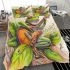 Frog and music notes and electric guitar with leaves bedding set