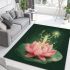 Frog on a lily pad jumping into a pink lotus flower cartoon area rugs carpet