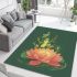 Frog on a lily pad jumping into a pink lotus flower cartoon area rugs carpet