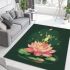 Frog on a lily pad jumping into a pink lotus flower cartoon area rugs carpet