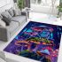 Frog on mushrooms vibrant colors area rugs carpet