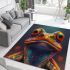 Frog portrait cartoon illustration with big eyes area rugs carpet