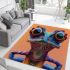 Frog portrait cartoon illustration with big eyes area rugs carpet