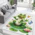 Frog sitting on a lily pad smiling with a butterfly and dragonfly area rugs carpet