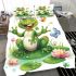 Frog sitting on a lily pad smiling with a butterfly and dragonfly bedding set