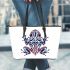 Frog with blue and red colors leaather tote bag