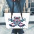 Frog with blue and red colors leaather tote bag