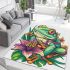 Frog with lily flower on its back area rugs carpet
