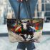 Galloping horse in the style of oil painting leather tote bag