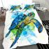 Geometric sea turtle blue and green bedding set