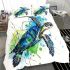 Geometric sea turtle blue and green bedding set