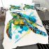 Geometric sea turtle blue and green bedding set