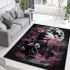 Giant panda under the moon surrounded by pink cherry blossom trees area rugs carpet