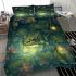 Glowing green frog sits on the water's surface bedding set