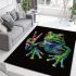 Green frog doing the peace sign in vibrant colors area rugs carpet