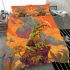 Green frog sitting on top of an island with smoke coming bedding set