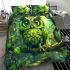 Green owl cartoon bedding set