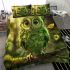 Green owl cartoon bedding set