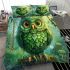 Green owl cartoon bedding set