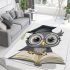 Grey owl with big eyes wearing glasses area rugs carpet