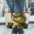 Grinchy broke his front teeth smile like rabbit drinking coffee leather tote bag