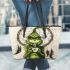 Grinchy drink coffee smile and dream catcher leather tote bag