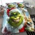 Grinchy smile and dancing santaclaus and reindeer show bedding set