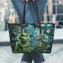 grinchy smile and dancing skeleton king 17 Leather Tote Bag