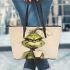 Grinchy with missing front teeth drink coffee leather tote bag