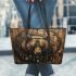 Grizzly bear with dream catcher leather tote bag