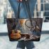 Guitar coffee and dream catcher leather tote bag