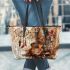 Guitar coffee and dream catcher leather tote bag