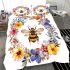 Hand drawn watercolor bee in the center bedding set