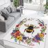 Hand drawn watercolor bee in the center area rugs carpet