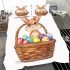 Happy easter bunny with a basket full of colored eggs bedding set