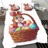 Happy easter bunny with colorful eggs in a basket isolated bedding set