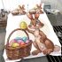 Happy easter bunny with colorful eggs in a basket isolated bedding set